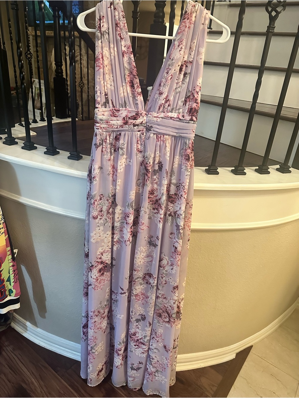LuLu’s Floral V-Neck Lavender Maxi Dress